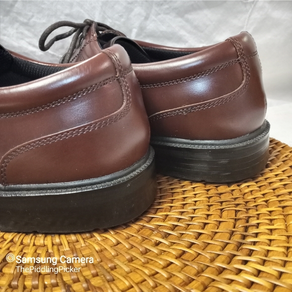 Deer Stags Supro Sock 10.5 M Brown Leather Times Plain Toe Oxford Lace Up Shoe - Picture 10 of 13